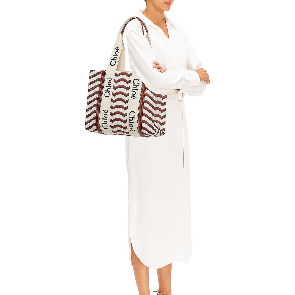 Borsa tote Chloé in lino beige