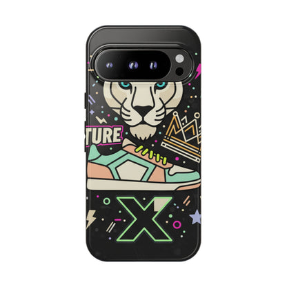 Retro Puma & Sneaker Phone Case — 'Future' Graphic Protective Cover