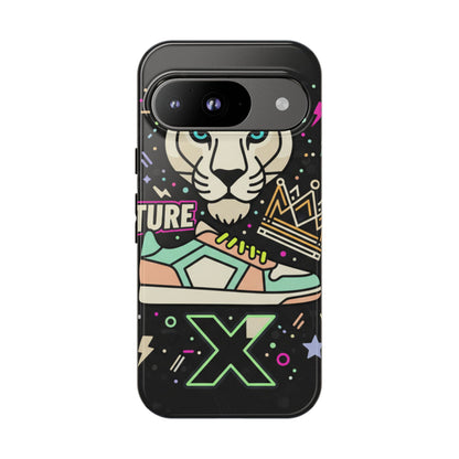 Retro Puma & Sneaker Phone Case — 'Future' Graphic Protective Cover
