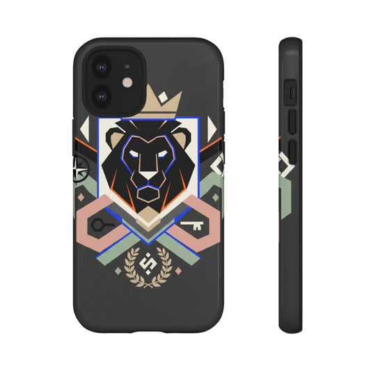 Geometric Lion Tough Phone Case — Protective Matte Design