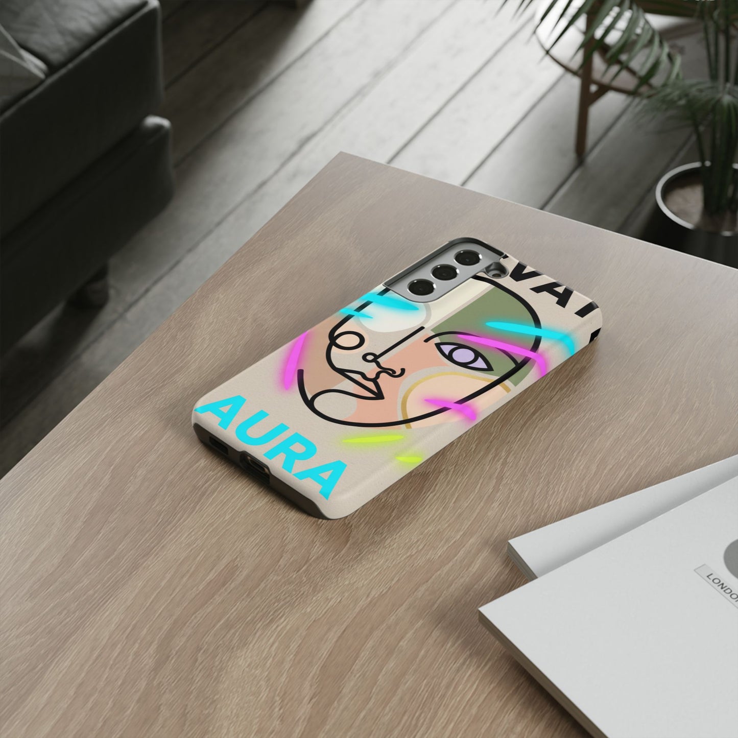 Aura Neon Face Tough Phone Case — Protective Artistic iPhone Cover