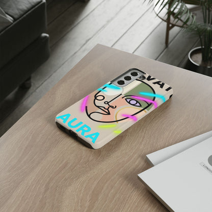 Aura Neon Face Tough Phone Case — Protective Artistic iPhone Cover