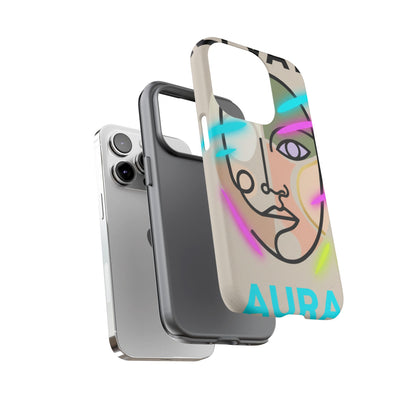 Aura Neon Face Tough Phone Case — Protective Artistic iPhone Cover