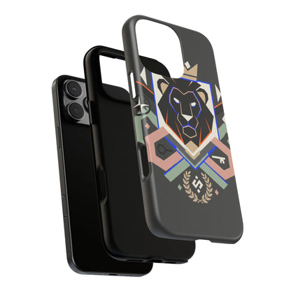 Geometric Lion Tough Phone Case — Protective Matte Design