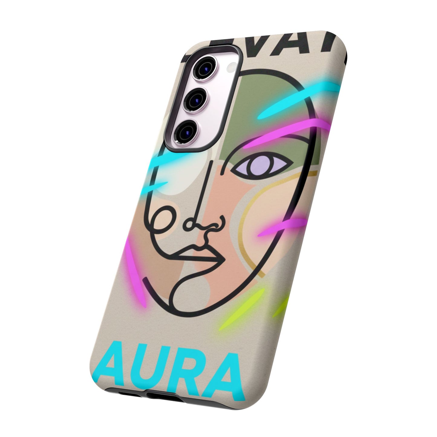 Aura Neon Face Tough Phone Case — Protective Artistic iPhone Cover