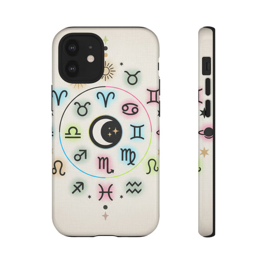 Astrology Zodiac Phone Case — Crescent Moon & Star Constellation Design