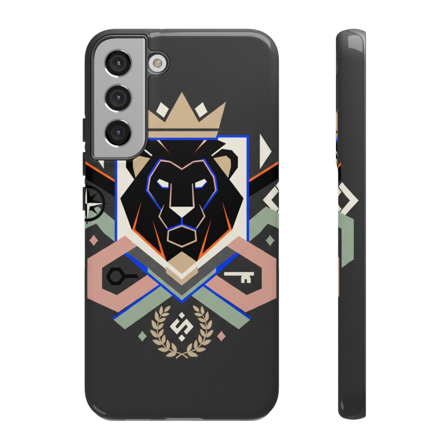 Geometric Lion Tough Phone Case — Protective Matte Design