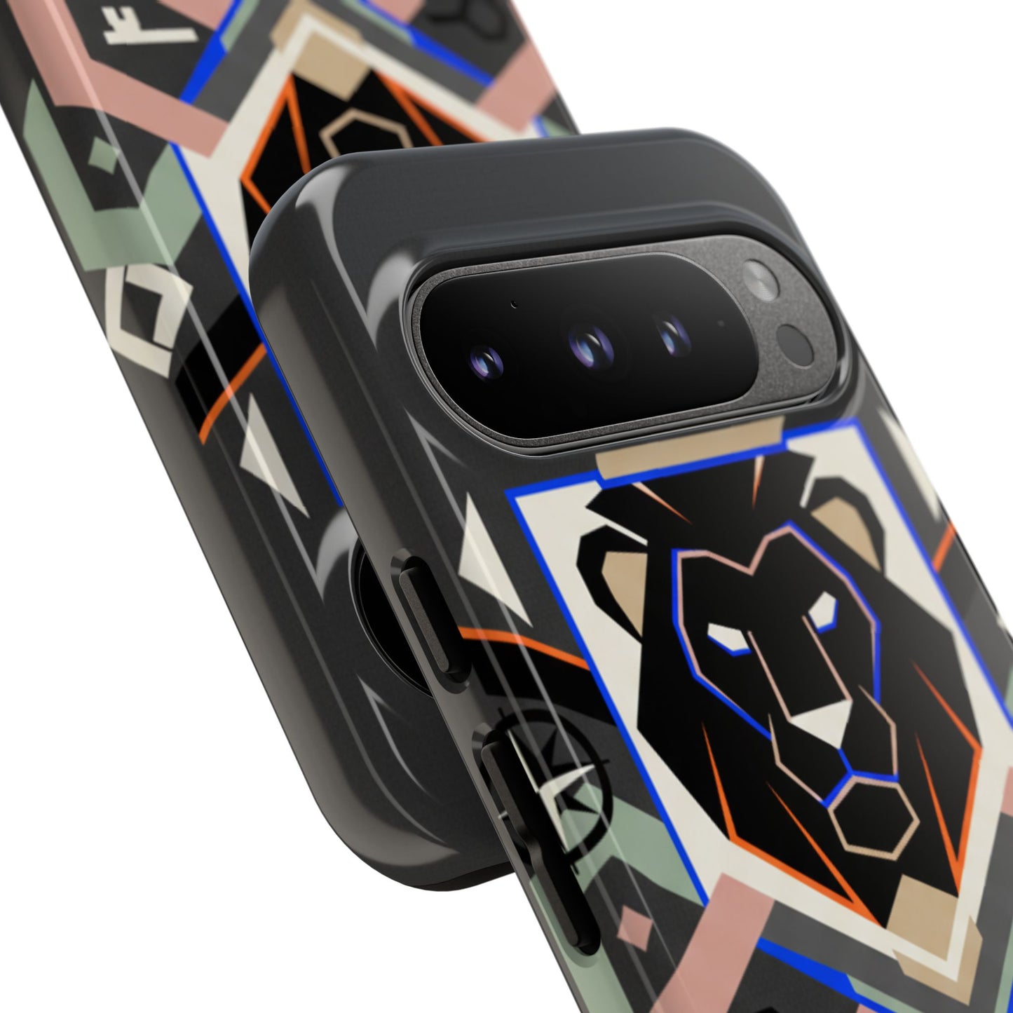 Geometric Lion Tough Phone Case — Protective Matte Design