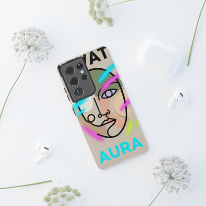 Aura Neon Face Tough Phone Case — Protective Artistic iPhone Cover