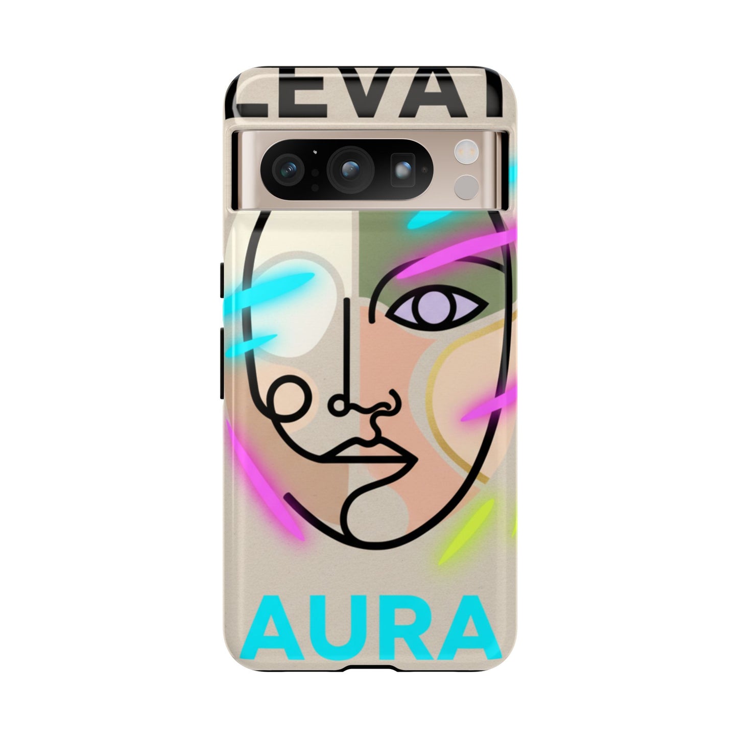 Aura Neon Face Tough Phone Case — Protective Artistic iPhone Cover