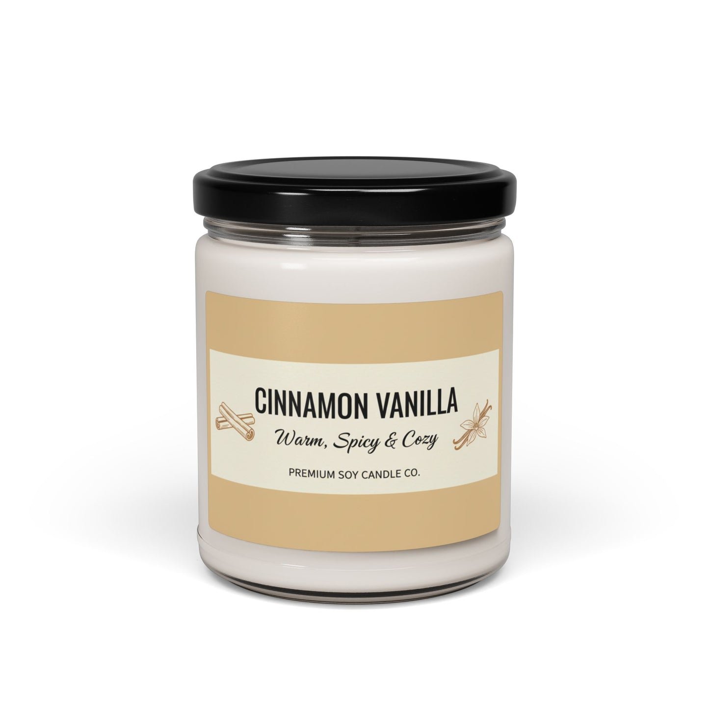Cinnamon Vanilla Soy Candle — Warm, Spicy & Cozy 9oz