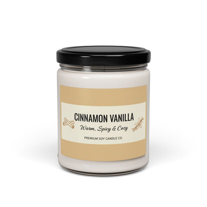 Cinnamon Vanilla Soy Candle — Warm, Spicy & Cozy 9oz
