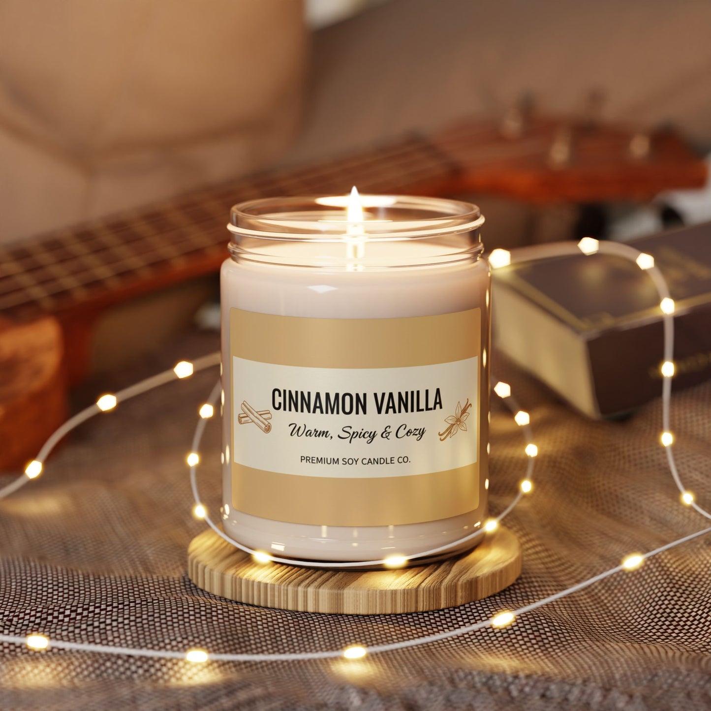Cinnamon Vanilla Soy Candle — Warm, Spicy & Cozy 9oz