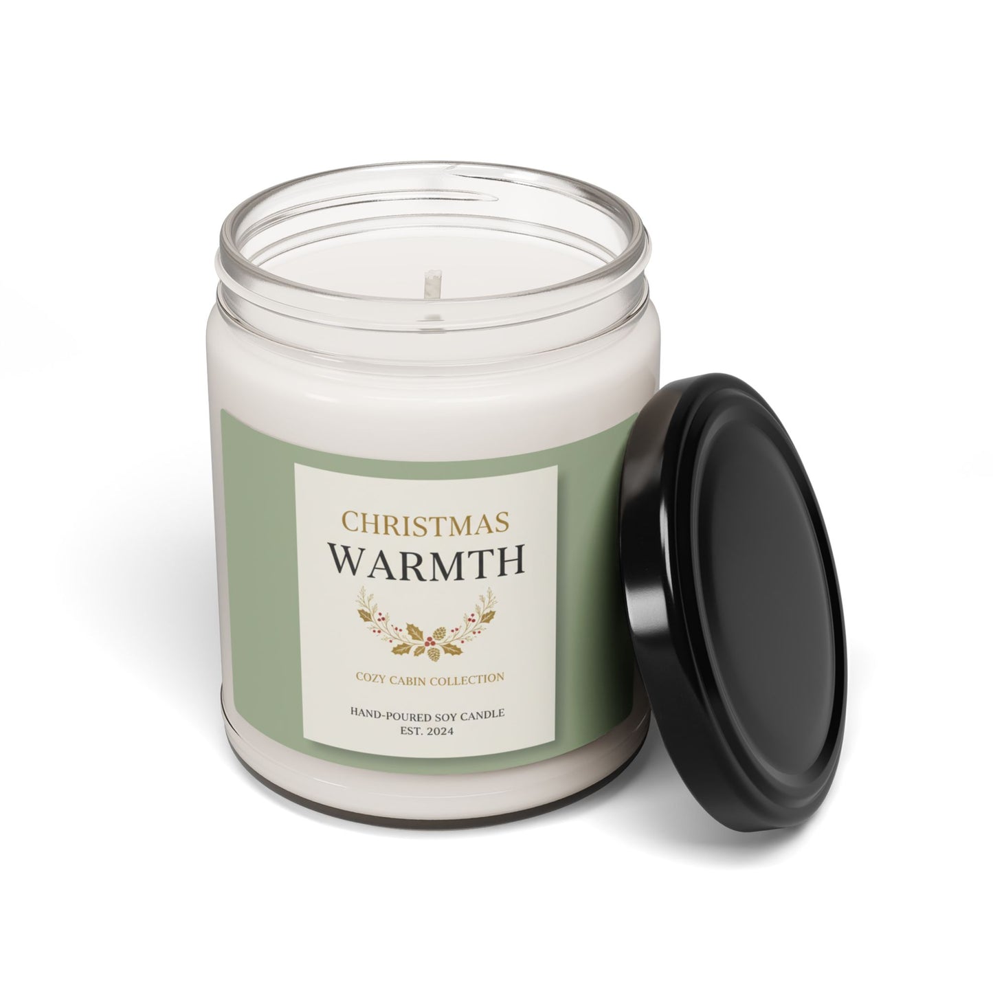 Christmas Warmth Scented Soy Candle — 9oz Holiday Aromatherapy Jar