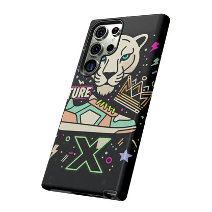 Retro Puma & Sneaker Phone Case — 'Future' Graphic Protective Cover